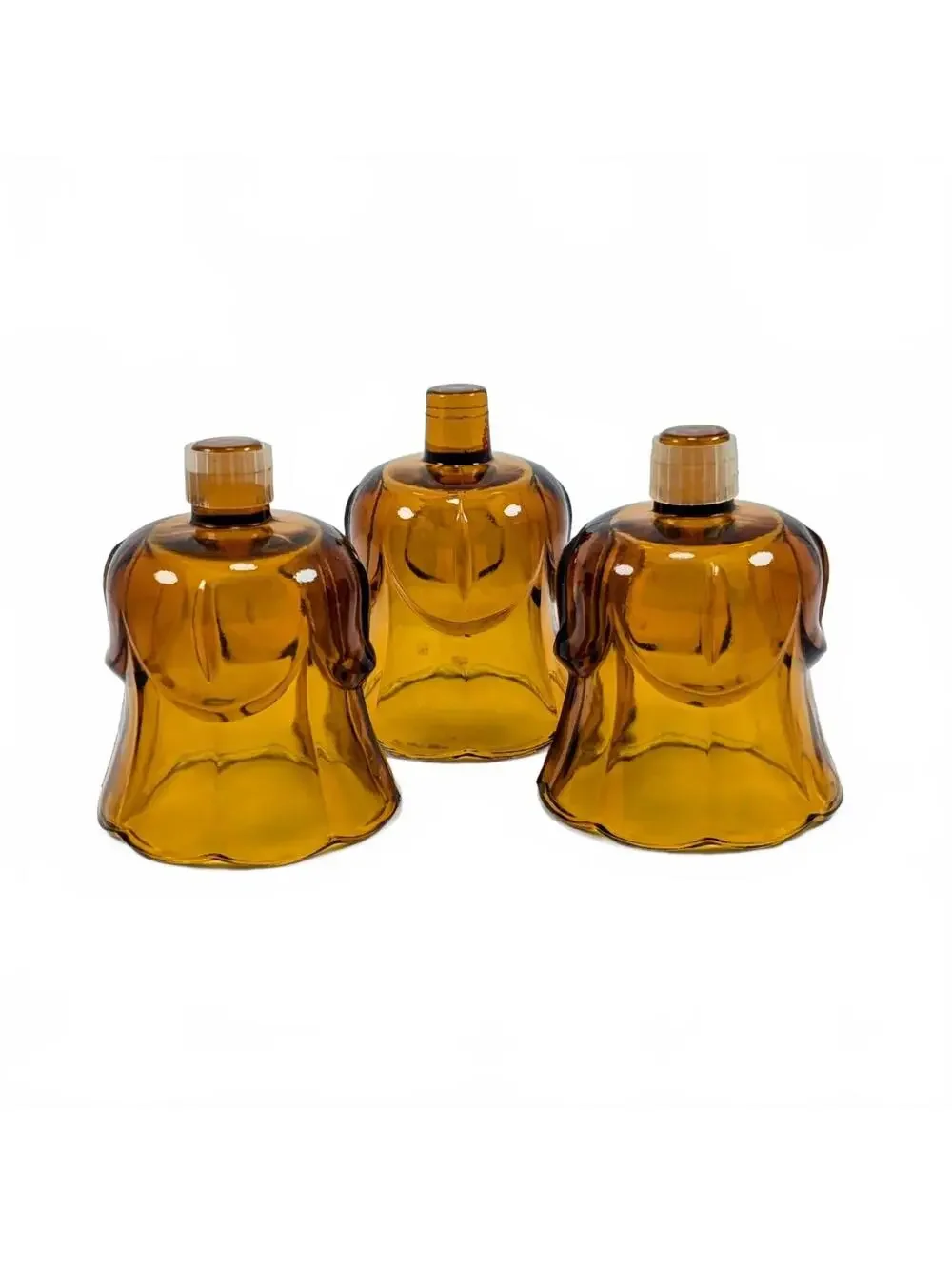 Set of 3 Homco Amber Glass Tulip Peg Votives